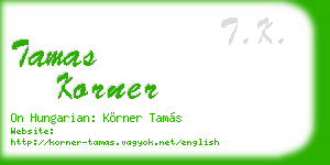 tamas korner business card